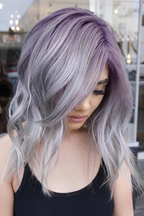 33 Light Purple Hair Color Ideas ❤ Sexy Silver Purple Hair picture2 ❤ See more: http://lovehairstyles.com/light-purple-hair-color-ideas/Light purple hair is exactly what you need in case you wish to look brighter this season. We have a collection of colorful hair looks to inspire you.#haircuts#hairstyle#haircolor Best Purple Hair Dye, Silver Lavender Hair, Lavender Hair Dye, Silver Purple Hair, Hair Color Grey Silver, Dark Hair Dye, Hair Colour For Green Eyes, Light Purple Hair, Dyed Hair Purple