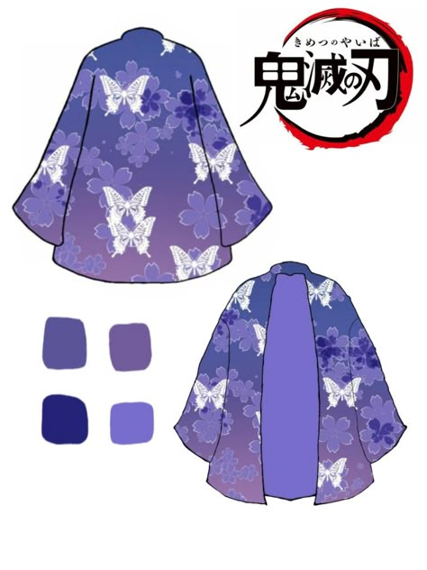 Haori Design Ideas, Shinobu Haori Pattern, Demon Slayer Haori Design Ideas, Kny Oc Butterfly, Kny Haori Ideas, Haori Pattern Design, Demon Slayer Haori Ideas, Butterfly Haori, Anime Haori