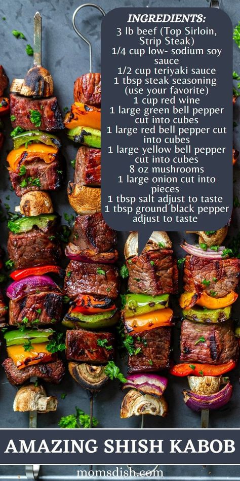 Beef Shish Kabobs, Recipe With Beef, Shishkabobs Recipe, Beef Kabob Recipes, Steak Skewers, Grilled Kabob Recipes, Shish Kabob, Garlic Steak, Grilling Kabobs