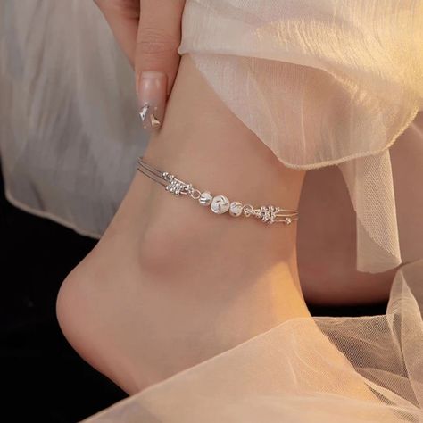 Fine Jewelry Anklets Layered Anklets 925 Sterling Silver Ankle Bracelet Charm Beach Foot Silver Jewelry For Women . . . . . . #925silver #fashionjewelry #finejewelry ##silverjewelry #jewelry #anklebracelet #layeredanklet #collegegirlstyle #beachjewelry #footjewelry #womenjewelry #trendy #trendystyle Layered Anklets, Jewelry Anklets, College Girl Fashion, Silver Ankle Bracelet, Silver Anklet, Sterling Silver Anklet, Silver Anklets, Foot Jewelry, Ankle Bracelet