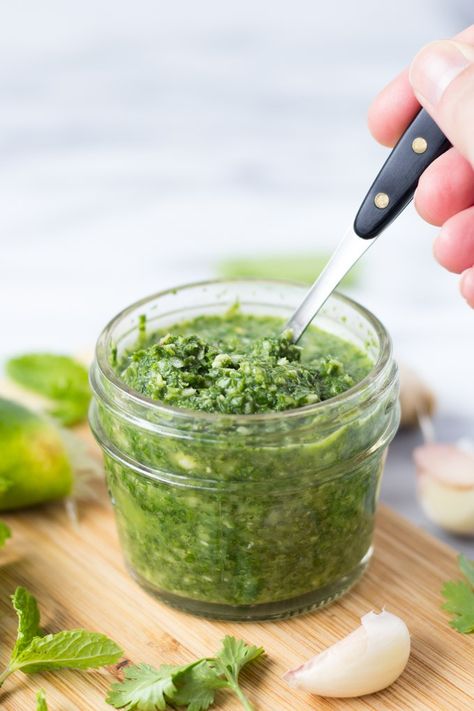 mint chutney Chimichurri Sauce Recipe, Cilantro Chutney, Mint Chutney, Chimichurri Recipe, Mint Sauce, Chimichurri Sauce, Green Sauce, 5 Ingredient, Sauce Recipes