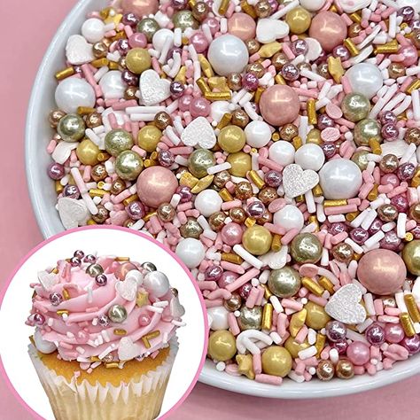 Amazon.com: Manvscakes | Heart of rose and gold | Pink sprinkles | Valentines | Cookie sprinkles | Gold sprinkles | Cake sprinkles : Grocery & Gourmet Food Cookie Sprinkles, Valentines Cookie, Sprinkles Cake, Cake Sprinkles, Candy Land Birthday Party, Turning 21, Gold Sprinkles, Holiday Party Themes, Heart Sprinkles