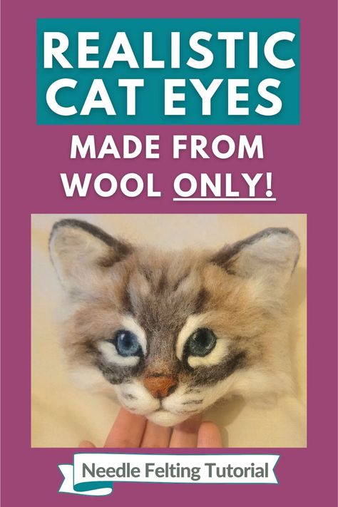 Would you like to know how to needle felt cat eyes that are detailed and realistic? 👁👁 This tutorial has everything you’ll need for planning and creating wool eyes for a cat. I’ll first teach you the theory – eye size and position, eye anatomy, eye colours, eye shape and pupil dilation, before then demonstrating how to needle felt eyes on my latest Tabby Birman cat pictured here. Fiber Sculpting, Pupil Dilation, 2d Felting, Felting Tips, Felt Cats, Eye Colours, Felting Tutorial, Eye Anatomy, Felt Eyes