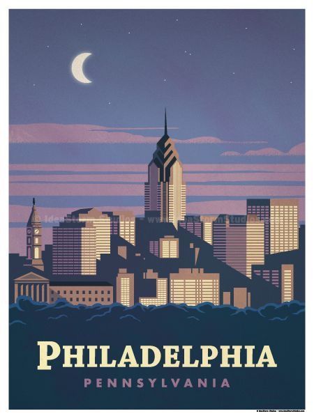 Philadelphia, Pennsylvania Philadelphia Poster, Tourism Poster, American Travel, National Park Posters, Philadelphia Pennsylvania, American Cities, Style Travel, Poster Retro, Poster Vintage