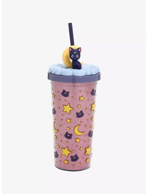 Sailor Moon Crystal Luna Glitter Acrylic Travel Cup Sailor Moon Merch, Sailor Moon Shirt, Stars And Moons, Sailor Scout, Sailor Moon Manga, Moon Shirt, Glitter Acrylic, Pretty Guardian Sailor Moon, Moon Crystal