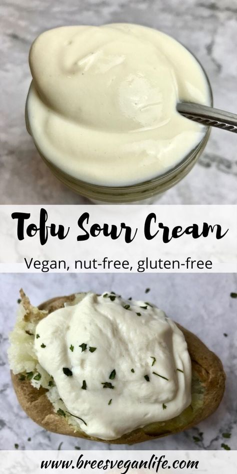 This vegan sour cream recipe is really easy to make and is made with silken tofu. #breesveganlife #veganrecipes Silken Tofu Cheese Sauce, Sustainable Cooking, Vegan Spreads, Vegan Dressings, Resep Vegan, Dip Vegan, Sour Cream Recipes, Tofu Recipe, Silken Tofu