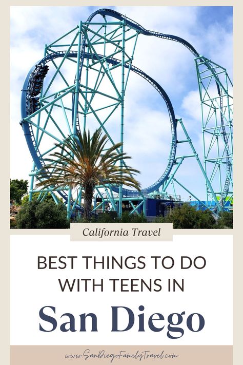 Looking for fun activities to do in San Diego with teens and older kids? From thrilling theme parks and exciting outdoor adventures to cultural experiences, this guide has something for every teen! Check out our top recommendations for family-friendly fun in San Diego! Cool Museums, San Diego Bucket List, Seaworld San Diego, Visit San Diego, Old Town San Diego, Indoor Skydiving, Coronado Beach, Petco Park, Mission Beach