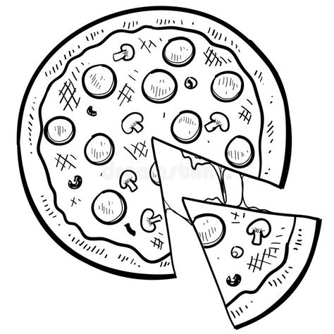 Pizza Slice Drawing, Pizza Coloring Page, Pizza Tattoo, Pizza Drawing, Pizza Vector, Arte Doodle, Pizza Art, Small Drawings, Vector Sketch