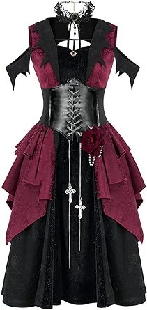 Gothic Halloween Dress, Gothic Ball Gown, Belt Necklace, Vampire Dress, Rococo Dress, Hoop Dress, Vampire Halloween Costume, Guts Tour, Vampire Halloween