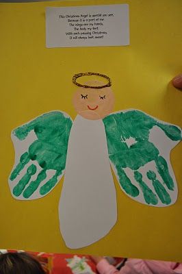 Hand print angel  gOTTA READ THE POEM. Preschool Christmas Crafts, Christmas Gifts For Parents, Christmas Kindergarten, Angel Crafts, Handprint Craft, Holiday Crafts For Kids, Handprint Crafts, Christmas School, Winter Crafts For Kids