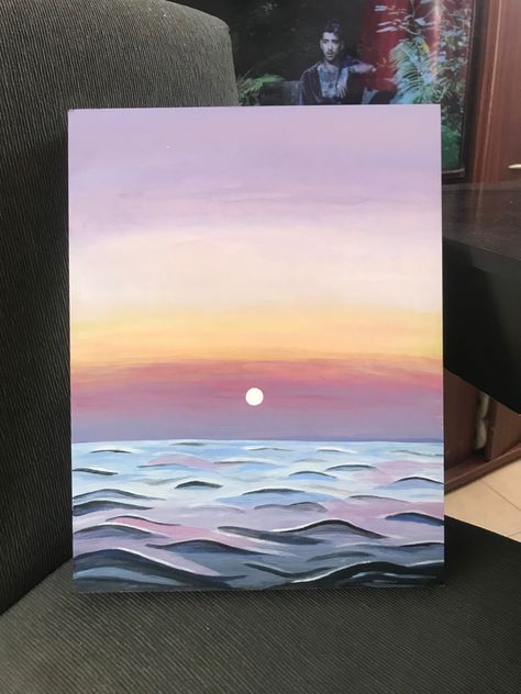 Pintura cuadro decorativo atardecer Ideas Para Pintar Cuadros Aesthetic, Family Photo Wall Collage, Sunset Painting Easy, Acrylic Painting Inspiration, Sunset Art, Daily Painting, Photo Wall Collage, Ocean Painting, Sunset Painting