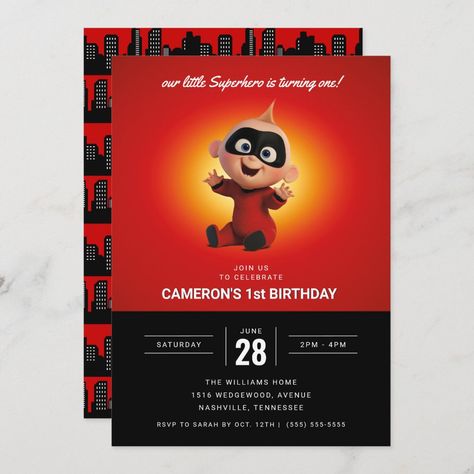 The Incredibles Superhero 1st Birthday Invitation Incredibles Birthday Party, Japan Animation, 1st Birthday Invitation, Disney Birthday, Disney Party, Birthday Invitations Girl, Superhero Birthday, Fantasy Adventure, 1st Birthday Invitations