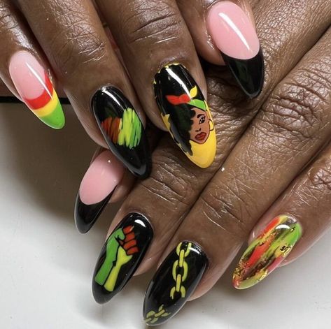 You’ll Want to Try Every One of These Juneteenth Nail Ideas - Kb in Bloom Juneteenth Nail Design, Juneteenth Nails, American Nails, Romancing The Stone, Summer Gel Nails, African American Culture, Cute Gel Nails, Nail Art Videos, American Culture