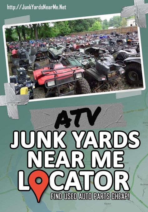 Need cheap parts for an ATV? Try your local ATV salvage yard. Find yours here: http://junkyardsnearme.net/atv-salvage-yards-near-me/ Atv Racks Diy, Atv Storage Ideas, Atv Vehicles, Atv Racks, Atv Storage, Atv Gear, Atv Implements, Atv Attachments, Flag Diy