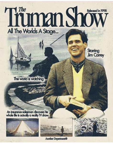 Weird Graphic Design, The Truman Show Poster, Design Exploration, Teens Bedroom, The Truman Show, Artistic Posters, Fav Movie, Room Aesthetics, Music Poster Design