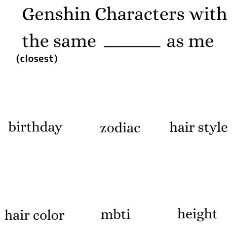 Genshin Characters with the same ______ us me:) Genshin Impact Template Character Cards, Genshin Impact Characters With The Same ___ As Me Template, Genshin Challenge Template, Characters With The Same __ As Me, Genshin Oc Challenge, Genshin Art Challenge, Genshin Card Template, Genshin Character Template, Genshin Impact Template