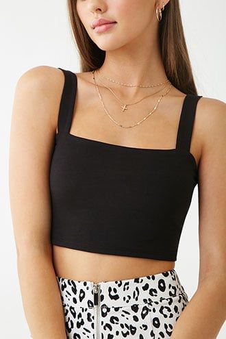 Square Neck Crop Top College Girl Outfits, Long Sleeve Tops For Women, Sweaters Short, Fashion Model Poses, Simple Summer Outfits, Fashion Top Outfits, Sleeveless Short Dress, Trendy Blouses, Top Forever 21