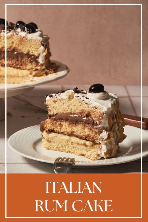 Italian Delight Cake, Authentic Italian Cake Recipes, Italian Rum Cake Recipe Authentic, Italian Custard Cake, Italian Rum Cake Authentic, Italian Love Cake Recipe, Italian Desserts For A Crowd, Casada Cake Recipe, Italian Rum Cake Recipe