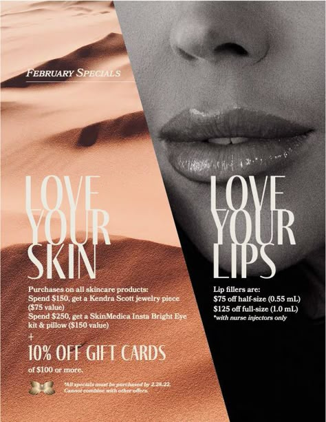 Med Spa Valentines Day, Med Spa Advertising, Spa Advertising, Spa Gift Card, Spa Specials, Pop Up Ads, Skin And Hair Care, Advertising Ideas, Lip Filler