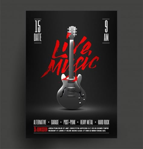 Vintage styled retro live rock music par... | Premium Vector #Freepik #vector #flyer #poster #vintage #music Retro Band Posters, Live Band Poster, Live Music Flyer, Oasis Poster, Live Music Poster, Music Concert Poster, Music Contest, Concert Poster Design, Retro Band