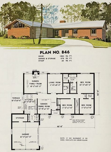 70s Home Floor Plans, 1950s House Floor Plans, 1970 House Plans, 70s Shed Style House, 1960s House Plans, 1970s Floor Plans, 1970 Ranch House, 1950s House Plans, Mid Century Floor Plans