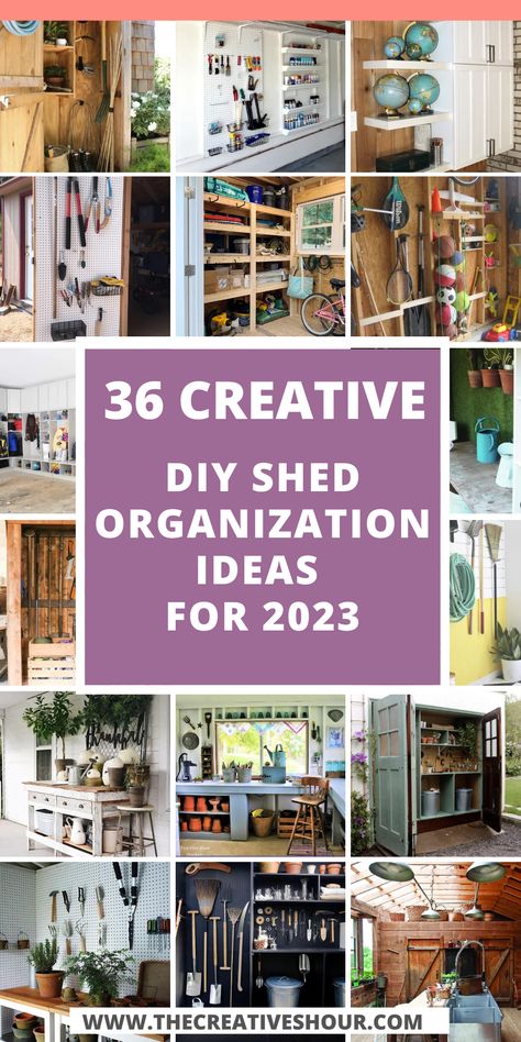 Shed Organized Storage Ideas, Garage Craft Storage, Garden Tools Storage Ideas, Garden Storage Shed Ideas, Garden Shed Interior Ideas Storage, Garden Pots Storage Ideas, Tool Shed Organizing Diy, Creative Shed Storage Ideas, Craft Shed Organization Ideas