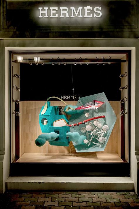 Created bases on occasional themes Store Display Window, Hermes Window Display, Hermes Window, Sinbad The Sailor, Folk Art Sculpture, Giant Fish, Window Display Ideas, Cinderella Carriage, Mirror Room