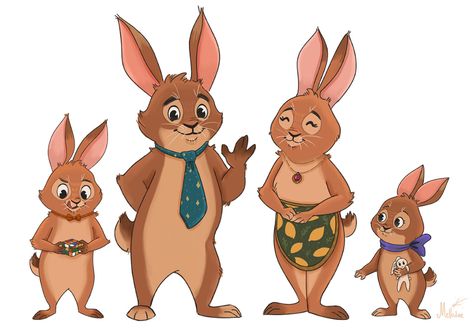 Rabbit family character design on Behance Family Character Design, Animated Rabbit, Rabbit Character, Family Aesthetic, Rabbit Family, Concept Art Tutorial, Family Cartoon, Family Illustration, Early Readers