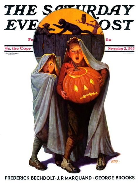 Halloween Scare (Frederic Stanley, November 2, 1935) Saturday Evening Post Covers, Norman Rockwell Art, Rockwell Paintings, The Legend Of Sleepy Hollow, Norman Rockwell Paintings, Luna Moon, Saturday Evening Post, Evening Post, 31 Days Of Halloween