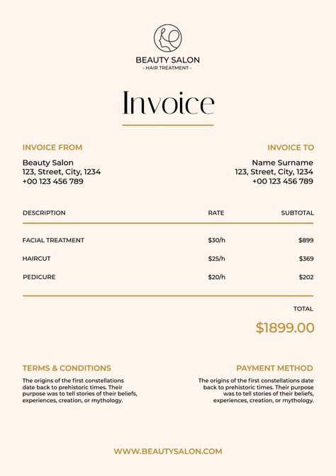 Gold Beauty Salon, Invoice Layout, Beauty Salon Names, Bill Of Sale Template, Farm Coloring Pages, Home Hair Salons, Home Beauty Salon, Website Design Inspiration Layout, Bill Template