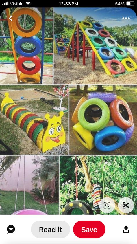 Tire Playground, Kids Garden Play, Diy Kids Playground, Tire Craft, Kids Backyard Playground, Backyard Kids Play Area, Outdoor Play Areas, Diy Playground, Kids Outdoor Play