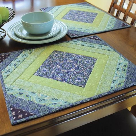 Quilted Placemat Patterns, Quilted Placemat, Placemat Patterns, Herringbone Quilt, Table Runners And Placemats, Table Runners Patterns, Nancy Zieman, Log Cabin Quilt Blocks, Quilted Placemats