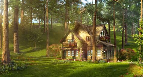 Cottage Forest House, Hill Background, Garden Hill, Cottage Forest, Forest Meadow, Fairytale House, Forest Cottage, Fairytale Cottage, Wallpapers Pictures