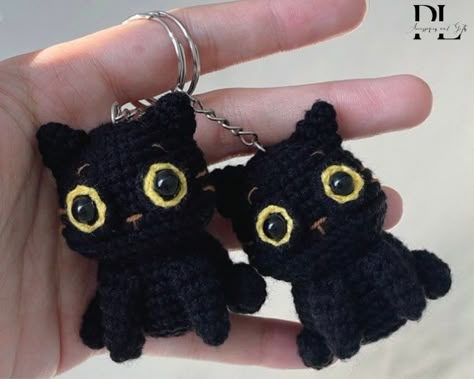 Cute Black Cat Crochet Keychain, Amigurumi Black Cat, Crochet Mini Black Cat Plush Plushie Toy, Baby Black Cat Cute Gifts, Cat Bag Charm CUTE BLACK CAY KEYCHAIN Materials: This lovely animal amigurumi is crocheted with cotton yarn, soft for skin, safe eyes Cute baby black cat keychain is meticulously handcrafted by hand This cute black cat amigurumi measures about 7cm in height CUTE GIFT FOR YOUR LOVERS If you are looking for a meaningful handmade gift, this mini black cat keyring will be great choice to you.  It will be lovely gift for your girlfriend, your family, your friend, your besties or someone loved as birthday gift, anniversary gift,... Product may slightly vary due to lighting sources or monitor settings. Hope you can understand! If you have any questions or requests, please fee Cute Crochet For Boyfriend, Black Crochet Amigurumi, Crochet Plush Keychain, Mini Cat Crochet, Cat Crochet Keychain, Cat Keychain Crochet, Black Cat Crochet Pattern, Crochet Birthday Gifts, Black Cat Plushie