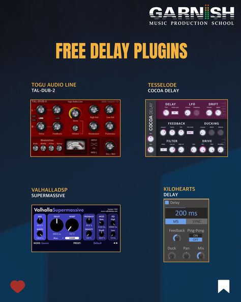 Free delay plugins. You're welcome. . . . . . . . . . . #soundfx #sounddesign #soundeffects #sfx #gameaudio #d #sounddesigner #fieldrecording #sound #audio #recording #fieldrecordist #foley #soundengineer #musicproducer #musicproduction #postproduction #music #sounds #filmaudio #film #filmsound #soundlibrary #ableton #unrealengine #logicprox #art #audioengineer #soundrecording #audiophile Music Plugins, Rap Words, Music Hacks, Music Basics, Music Engineers, Music Studio Decor, Audio Engineering, Music Recording Studio, Audio Production