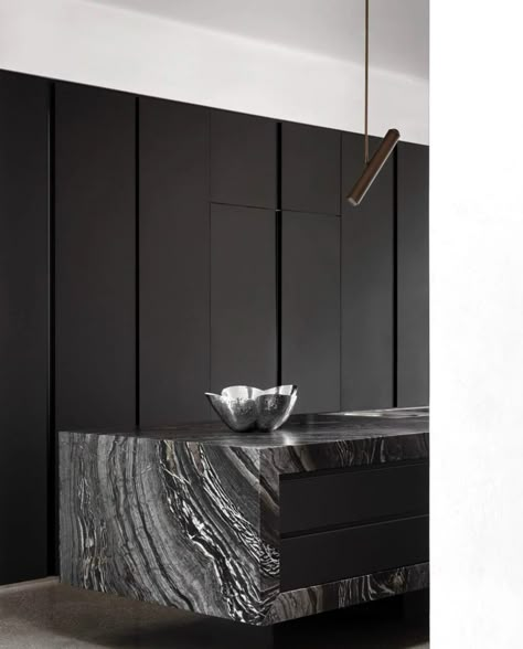 Black Kitchen Design, Modern Minimalist Kitchen, Minimalist Kitchen Design, Melbourne House, The Local Project, Kitchen Island Design, Island Design, Interior Kitchen, Black Kitchen