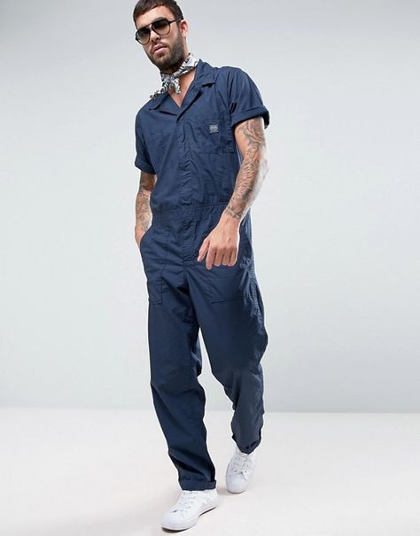 Discover Fashion Online Mens Jumpsuit Fashion, Jumpsuit Outfit Men, Mechanic Fashion, Denim Jumper Outfit, Worker Jumpsuit, Mechanic Style, Jumpsuit Short Sleeve, Men Workwear, Fashion Dress Up Games