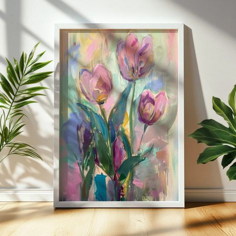 Abstract Floral Painting Printable Digital Wall Art Colorful Tulip Flowers Print for Home Decor & Gifts 1005 - Etsy Slovakia Tulip Wall Art, Tulip Painting, Abstract Floral Paintings, Wall Art Colorful, Painting Printable, Flowers Print, Home Decor Gifts, Art Colorful, Tulips Flowers