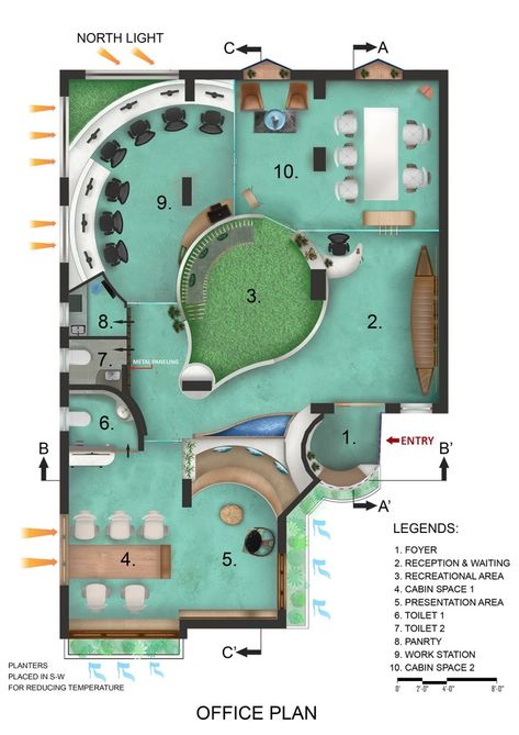 Unconventional And Dynamic Office Space Design |  Chitte Architects - The Architects Diary Concept For Office Design, Office Hub Design, Architect Office Plan Layout, Architectural Office Interior Design, Study Hub Interior Design, Architects Office Plan, Dynamic Office Design, Admin Office Plan, Office Plans Layout