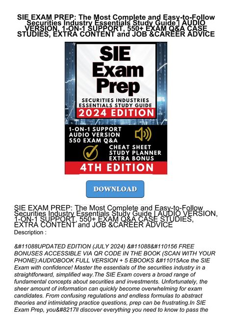 Download Book [PDF] SIE EXAM PREP: The Most Complete and Easy-to-Follow Securities Industry Sie Exam, Cca Exam Prep, Prelims Exam, Securities Industry Essentials Exam, Net Exam Preparation, Sslc Exam Result, Exam Success, Job Career, Exam Prep