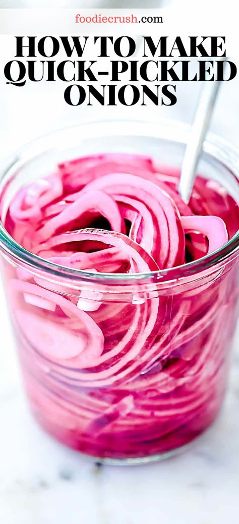 Picked Red Onions, Pickled Onions Recipe, Pickle Onions Recipe, Red Onion Recipes, Quick Pickled Red Onions, Quick Pickled Onions, Quick Pickled, Foodie Crush, Pickled Veggies