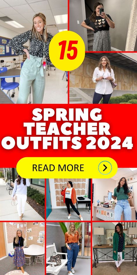 Spring teacher outfits 2024 are gearing towards comfortable yet stylish looks, ideal for elementary educators. These outfits combine simplicity with a touch of cuteness, suitable for a day full of activities with young students. Options include soft, breathable fabrics in pastel colors, providing both comfort and a professional appearance. Spring Teacher Outfits 2024, Comfy Classroom, Teacher Summer Outfits, Elementary School Teacher Outfits, Kindergarten Teacher Outfits, Rainy Spring Outfit, Preschool Teacher Outfits, Teacher Attire, Teacher Outfits Elementary