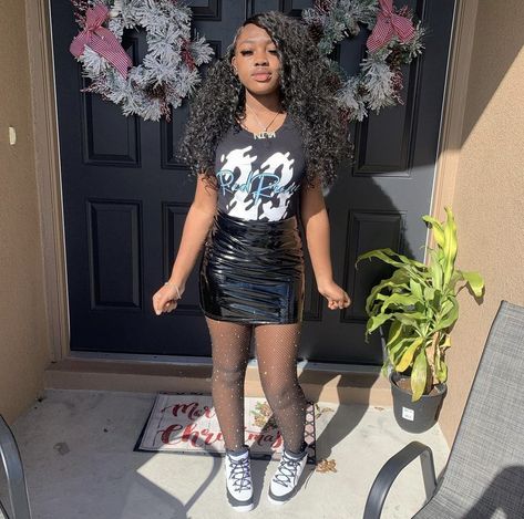 Retro 13 Jordans Outfit Women, Retro 13 Jordans Outfit, Jordan 9 Outfit Women, Leather Skirt And Tshirt Outfits, Jordan 9 Outfit, 13 Jordans, Jordans Outfit Women, Retro 13 Jordans, Outfit With Jordans