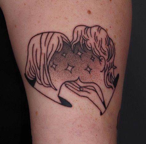 amelia | A sapphic cosmic kiss for Kaz! Tattooing other queer folks brings me so much JOY - I’m grateful for y’all ❤️‍🔥 ✧ ✧ ✧ #qttr #blackwork… | Instagram Queer Christian, Christian Tattoo, Tattoos For Lovers, Stippling, Custom Tattoo, Blackwork Tattoo, Tattoo Inspo, Flash Tattoo, Blackwork