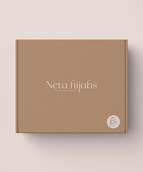 Hijab Logo Design Branding, Naelofar Hijab Packaging, Hijab Box Packaging, Hijab Logo Design Idea, Hijab Business, Packaging Business, Elegant Branding, Brand Image, Social Media Branding