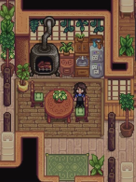 Stardew Living Room, Stardew Valley Living Room, Stardew Decoration, Stardew Valley Kitchen, Stardew Valley Clothes Guide, Stardew Valley Outfit Ideas, How To Dye Clothes, Valley Outfit, Stardew Farms