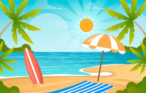 Summer Beach Scenery Background Beach Clipart, Diy Quiet Books, Disney On Ice, Summer Clipart, Scenery Background, Summer Icon, Background Drawing, Beach Background, Tropical Summer