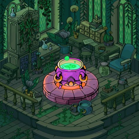 Cauldron Pixel Art, Witch Cauldron Art, Cauldron Aesthetic, Cauldron Illustration, Cauldron Art, Witch With Cauldron, Farming Game, Witch Brew, Interior Reference