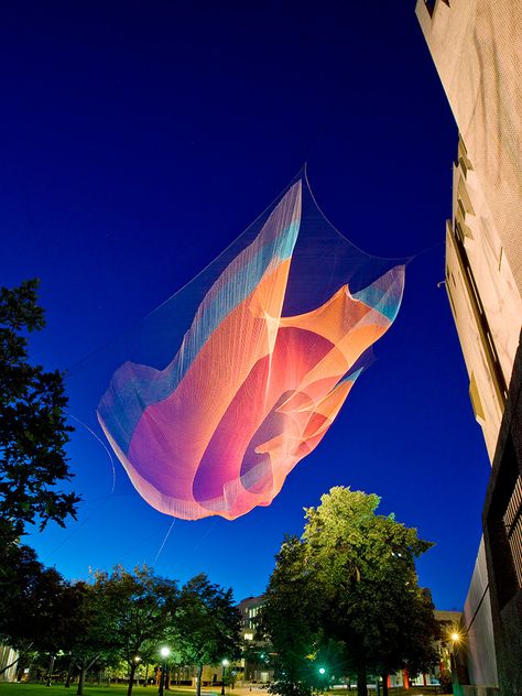 Giant Suspended Net Installations by Janet Echelman Vancouver nets installation Janet Echelman, Denver Art Museum, Denver Art, Art Brut, Sculpture Installation, Land Art, Pics Art, Public Art, Art Sculpture