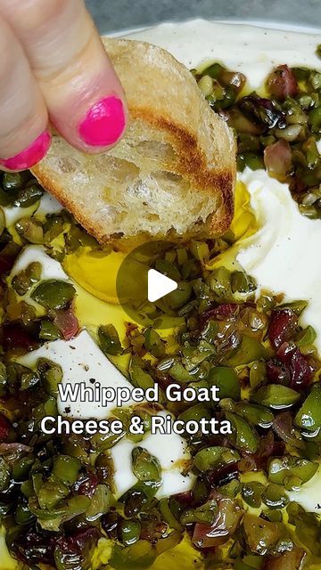 Caitlin Latessa-Greene on Instagram: "WHIPPED GOAT CHEESE & RICOTTA WITH ROASTED GRAPES & OLIVES! Upgraded an older recipe and DAMN this was incredible!
•
For the grapes and olives:
3-4 tbsp olive oil plus more for serving 
3/4 cup finely chopped grapes 
3/4 cup finely chopped olives 
1 tbsp chopped fresh rosemary 
2 cloves chopped garlic 
1/2 tsp orange zest 
1/2 tsp salt
1/4 tsp pepper 
•
For the goat cheese:
4-6 oz soft goat cheese (I used @thecheeseguy)
3/4 cup ricotta (I used @thecheeseguy)
1/2 tbsp freshly squeezed orange juice 
1/4 tsp salt
Pepper to taste
•
1️⃣Preheat the oven to 400. 2️⃣Add the grapes, olives, rosemary, garlic, olive oil, orange zest, salt and pepper to a medium bowl. Mix to combine. Spread the mixture onto a small sheet pan, spread out and bake for 20-25 minutes, Roasted Grapes, Olive Dip, Squeezed Orange Juice, Whipped Goat Cheese, Rosemary Garlic, Garlic Olive Oil, Freshly Squeezed Orange Juice, Chopped Garlic, Orange Zest